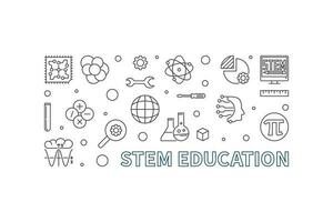 STEM Education horizontal minimal vector linear illustration. Science banner