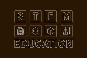 vástago educación - ciencia, tecnología, ingeniería, matemáticas línea creativo bandera. vector horizontal ilustración