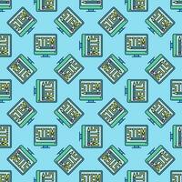 STEM Computer vector PC colored seamless pattern