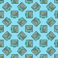 STEM Computer vector PC colored seamless pattern