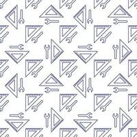 Triangular Ruler with Wrench vector concept outline seamless pattern