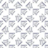 Triangular Ruler with Wrench vector concept outline seamless pattern