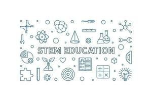 STEM Education - Science, Technology, Engineering, Mathematics line banner. Vector horizontal Illustration