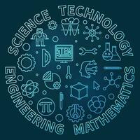 Science, Technology, Engineering, Mathematics - STEM concept line blue modern round illustration vector