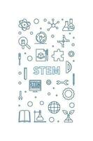 STEM minimal thin line vertical banner - Science concept linear blue illustration vector