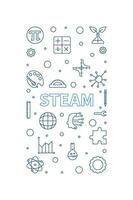 STEAM Science concept vertical outline minimal banner. Vector Science, Technology, Engineering, Arts and Mathematics Illustration