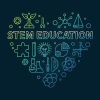 STEM - Science, Technology, Engineering, Mathematics Education Heart line colored concept banner - vector Illustration