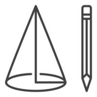 Cone with Pencil vector concept outline icon or symbol