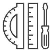 Ruler with Screwdriver and Protractor vector STEM concept linear icon