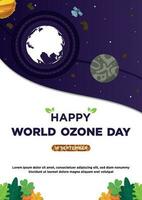 Poster Template Fresh Concept Vector World Ozone Day With Plant Illustration