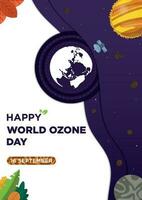 Poster Template Simple Elegant Concept Vector World Ozone Day With Plant Illustration