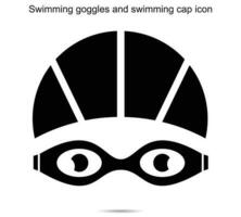 Swimming goggles and swimming cap icon vector