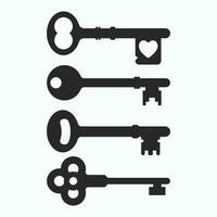 Old vintage key vector icon set. Vector old ornate key. Key icon Set