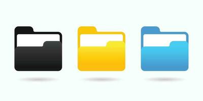 Folder vector icon set. Open folder icon. Folder with documents on white background, vector