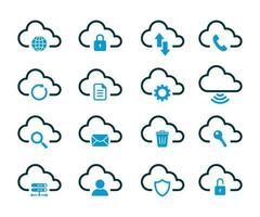 Cloud computing icon set. Contains such Icons as Data Synchronisation, Transfer, Cloud Settings, and more. vector