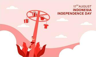 Indonesia independence day 17 august with traditional games concept illustration vector