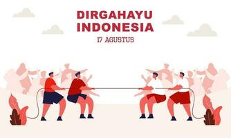 Indonesia independence day 17 august with traditional games concept illustration vector