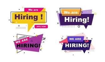 We are hiring banners collection logo vector