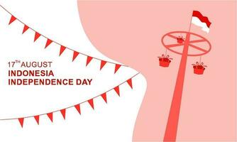 Indonesia independence day 17 august with traditional games concept illustration vector