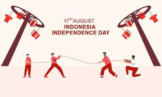 Indonesia independence day 17 august with traditional games concept illustration vector