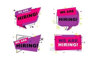 We are hiring banners collection logo vector