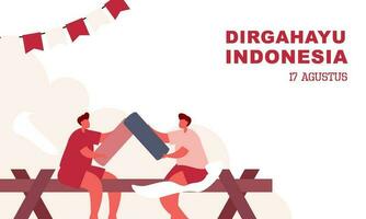 Indonesia independence day 17 august with traditional games concept illustration vector