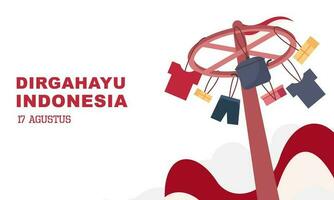 Indonesia independence day 17 august with traditional games concept illustration vector