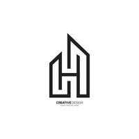 Unique line art modern letter H monogram logo real estate business branding design. H logo vector