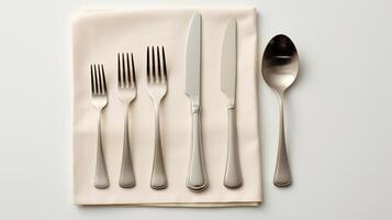 a set of silverware on a white napkin AI Generative photo