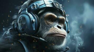 Cyborg Monkey concept, Generative AI photo