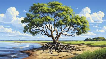 Mangrove illustration, aesthetic photo