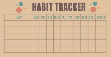 Abstract design planner for track your habit and give you success in life. This simple tracker will organize your work and give you confidence to achieve work in time. vector