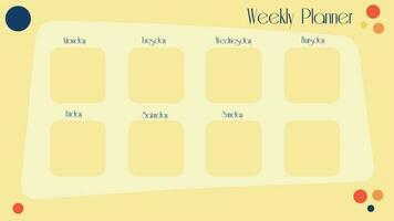 Abstract simple minimalist design monthly planner in light yellow color. This weekly planner will track your work and organize your task. vector