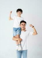 father and son image on a white background photo