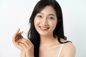 beautiful asian woman portrait on white background photo