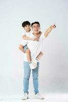 father and son image on a white background photo