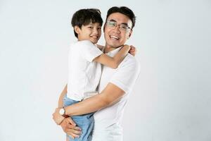 father and son image on a white background photo