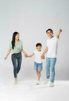 a family posing on a white background photo