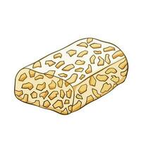 crudo tempeh bloquear comida ingredientes famoso en Indonesia vector ilustración resumido aislado en cuadrado blanco antecedentes. sencillo plano dibujos animados dibujo con resumido Arte estilo.