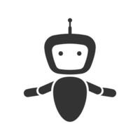 Vector illustration of robot icon in dark color and white background