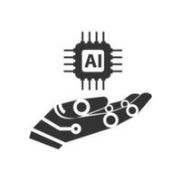 Vector illustration of ai chips icon in dark color and white background