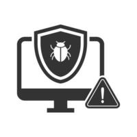 Vector illustration of computer protection from viruses icon in dark color and white background