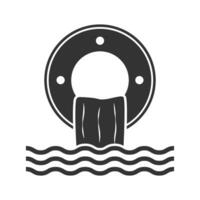 Vector illustration of waste water icon in dark color and white background
