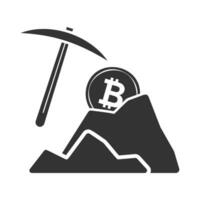 Vector illustration of bitcoin miner icon in dark color and white background