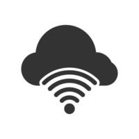 Vector illustration of cloud signal icon in dark color and white background