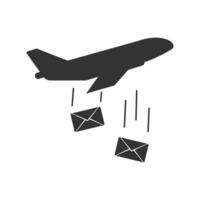 Vector illustration of letter plane icon in dark color and white background