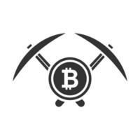 Vector illustration of bitcoin miner icon in dark color and white background