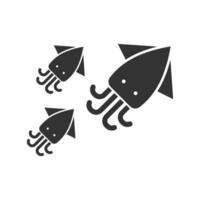 Vector illustration of squid icon in dark color and white background