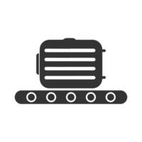 Vector illustration of suitcase scan icon in dark color and white background