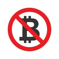Vector illustration of bitcoin is prohibited icon in dark color and white background